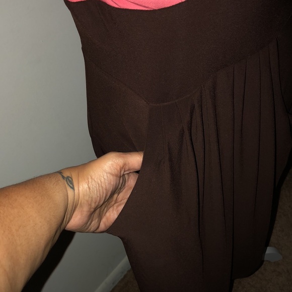 Cute Coral and Brown Dress - Picture 3 of 4